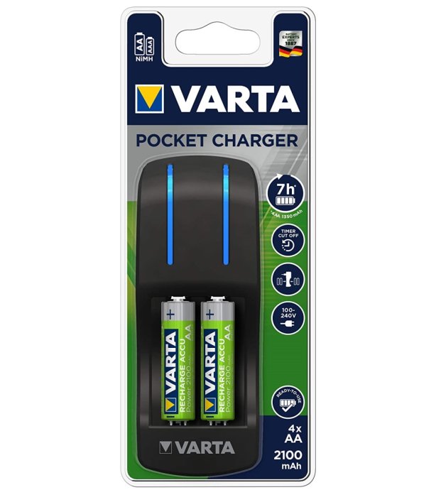Caricabatterie con 4 pile VARTA POCKET CHARGER R6
